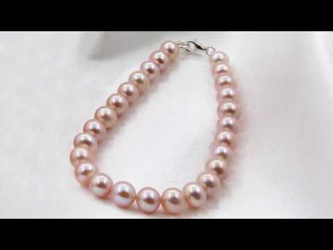 TELEIOS LUXE 925 SILVER PURPLE PEARL 7-8 MM STRAND BRACELET - TL0000132