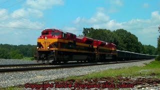 preview picture of video 'KCS 4142 rock train at Wickes, AR 07/24/2014 ©'