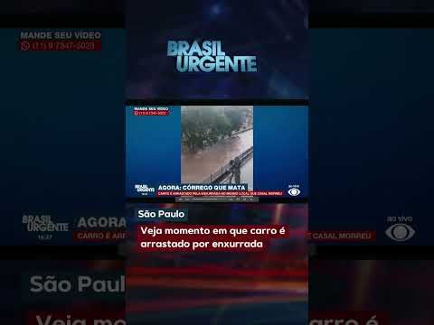 Veja momento em que carro é arrastado por enxurrada | Brasil Urgente