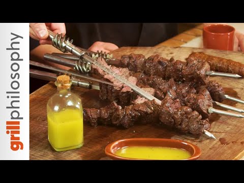 Hanger steak spit-roast on charcoal grill | Grill philosophy