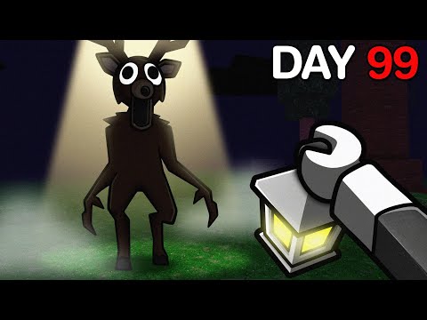 I Survived 100 Days in Roblox The Forest!