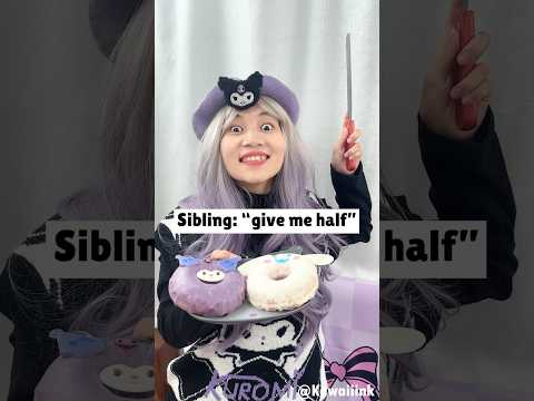 How to share SANRIO DONUT with your sibling, properly?😎❤️🍩 #shorts