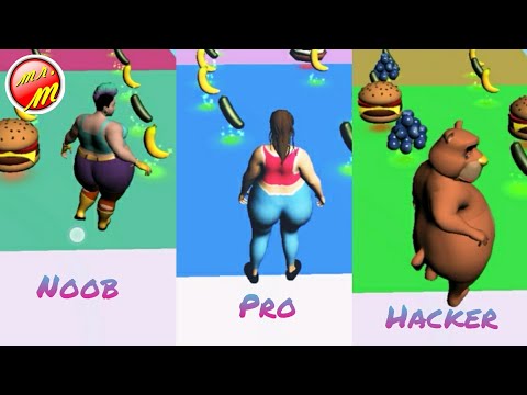 Fat 2 Fit Runner 3D -Body Race All Levels Gameplay noob vs pro vs hacker.