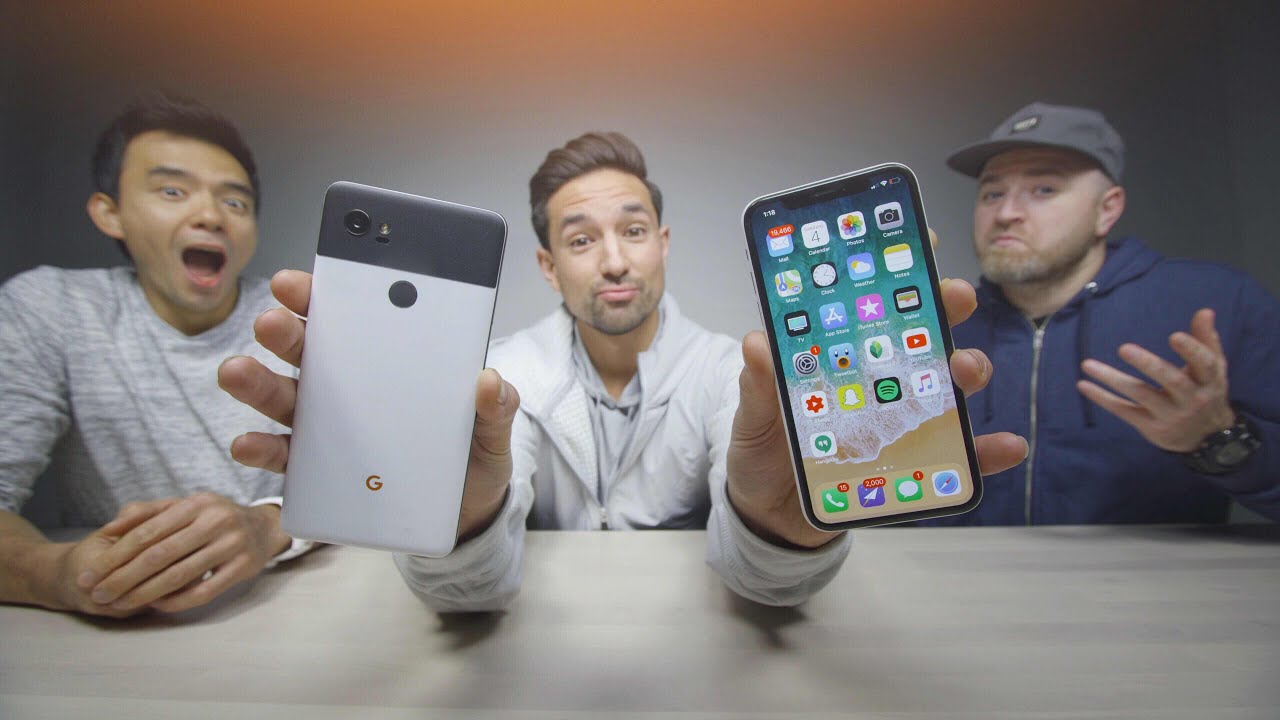 iPhone X vs Pixel 2 - Reading Mean Comments ft. UnboxTherapy & Dave2D