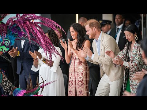 In Kolumbien: Herzogin Meghan begeistert im Jacquard-Kleid