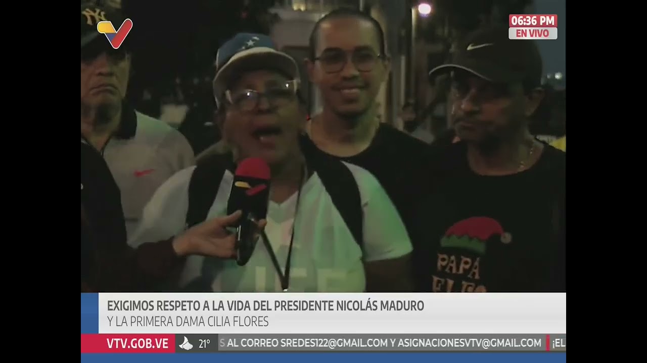 Personas en apoyo al Pdte Nicolás Maduro este 3 de enero de 2026 en la noche, Av Urdaneta