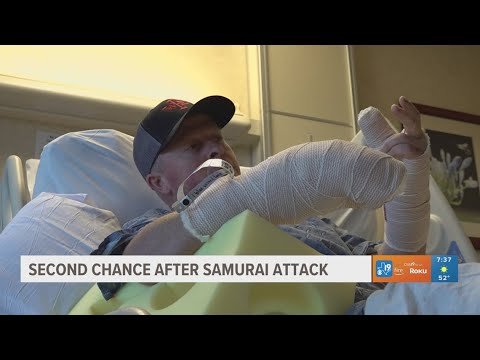 Firefighter gets second chance after samurai sword attack