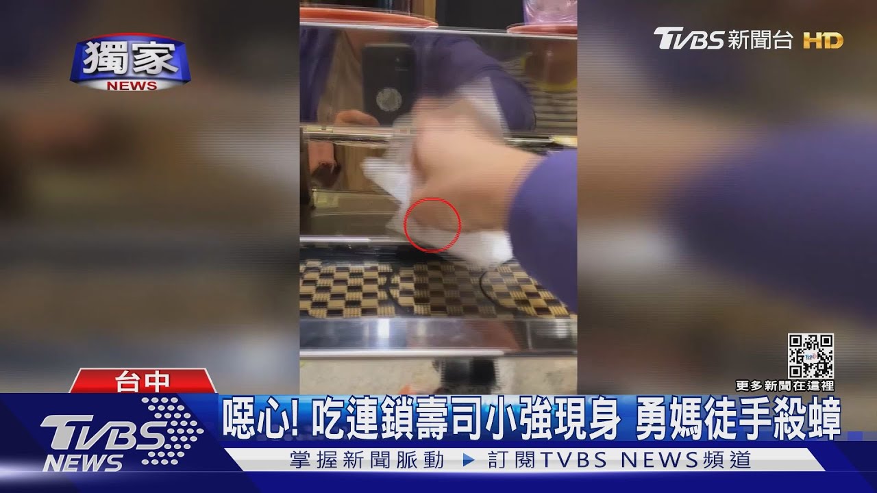 噁心!吃連鎖壽司小強現身 勇媽徒手殺蟑