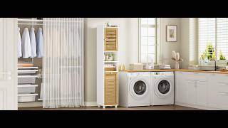 AOGLLATI Badschrank hoch mit Wäschekorb & Ablagen