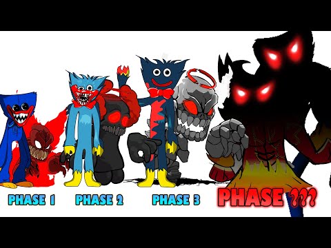 FNF comparison Battle Poppy Playtime Huggy Wuggy & Tricky the Clown -ALL Phases of FNF Animation