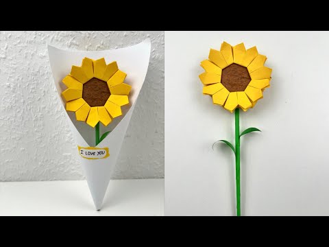 How to Make a Simple and Beautiful Paper Sunflower - Girassol de papel