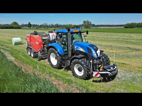 Pressing And Wrapping Bales | New Holland T6050 + Kuhn | Jan van Norel | 2025