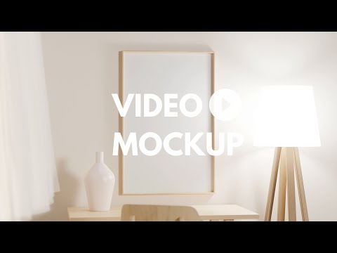 PSD Video Mockup, Thin Wood Frame, Animated PSD Vertical Frame, 2:3 Ratio
