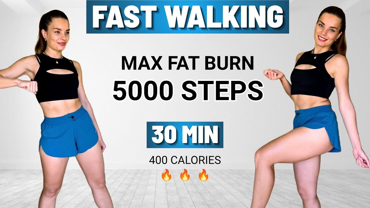 30 MIN FAST WALKING – 5000 Steps for Max Fat Burn & Weight Loss | No Jumping Workout - YouTube