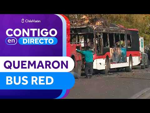 OBLIGARON BAJAR A PASAJEROS: Encapuchados quemaron bus RED en Estación Central - Contigo en Directo