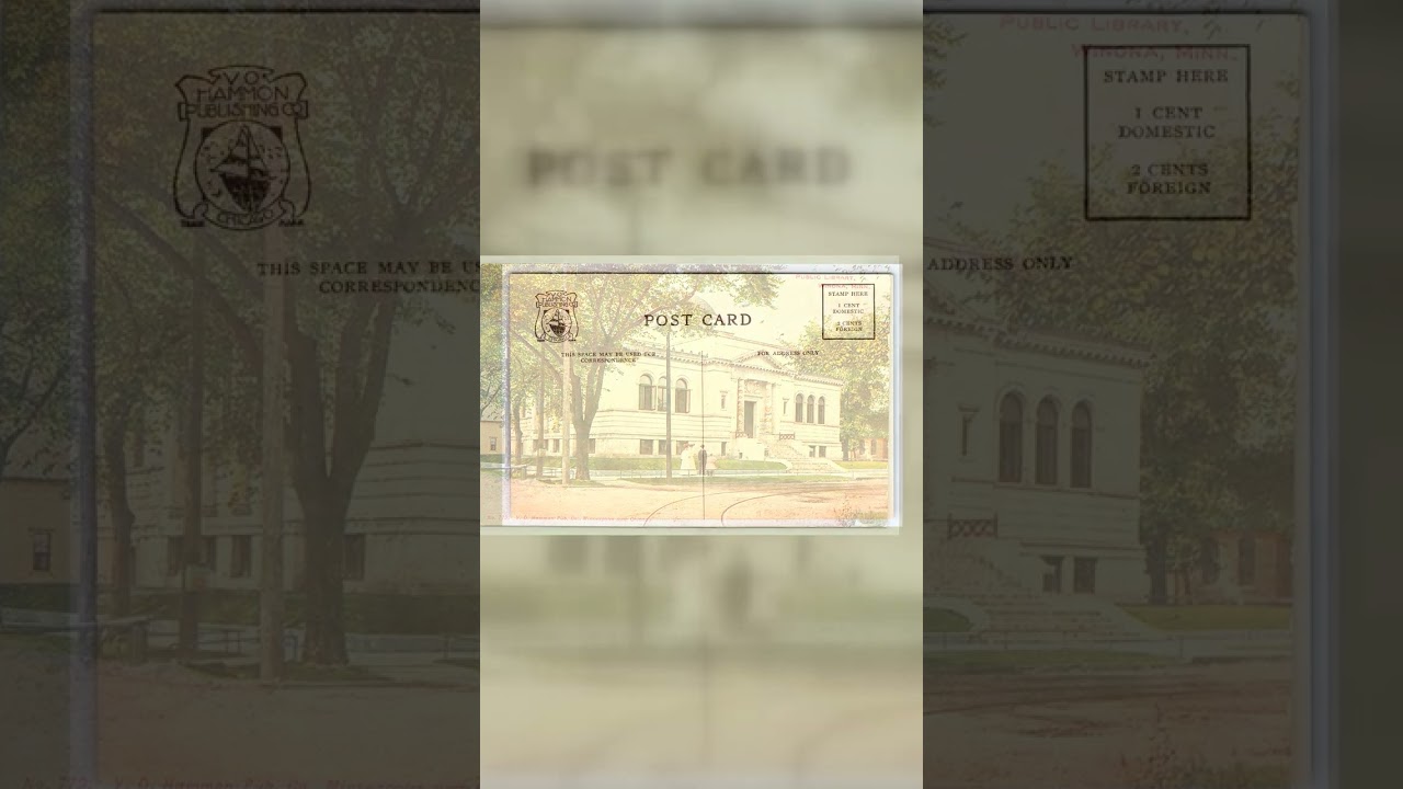 V.O. Hammon Pub. Co. Divided Back Postcard, Public Library, Winona, Minn. Video