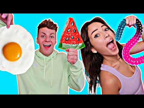 Gummy Food vs Real Food Challenge! *EATING GIANT GUMMY FOOD*