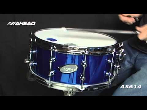 AHEAD 6" X 14" Chrome Blue on Brass Snare Drum