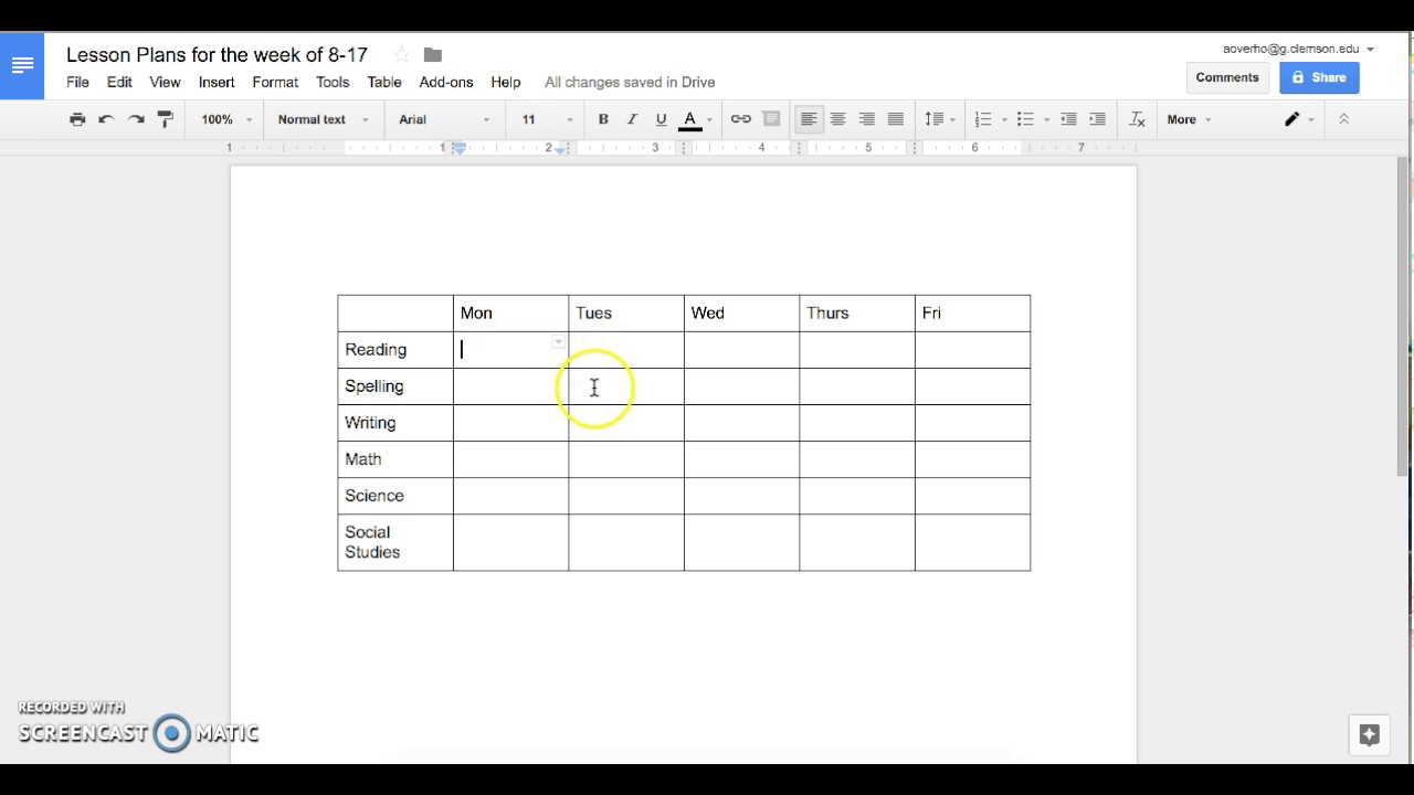 Creating Lesson Plans with Google Docs
