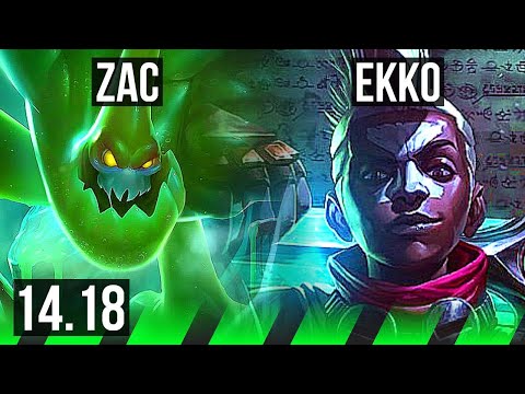 ZAC vs EKKO (JGL) | 7/0/11, 1100+ games, Godlike | NA Grandmaster | 14.18