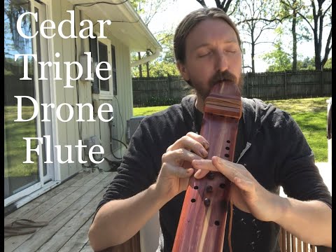 Triple Cedar Drone Flute Key of G#, G#, C#- Elemental Flutes
