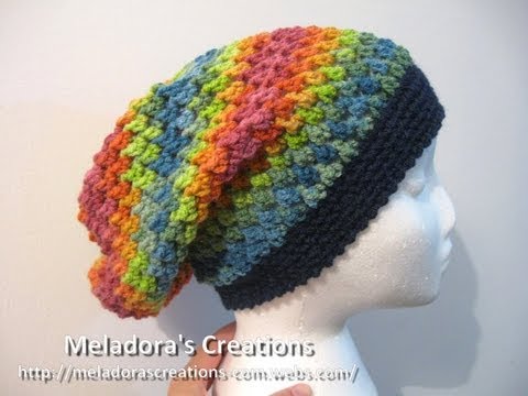 Butterfly Stitch Crochet Slouch Hat - Left Handed Crochet Tutorial