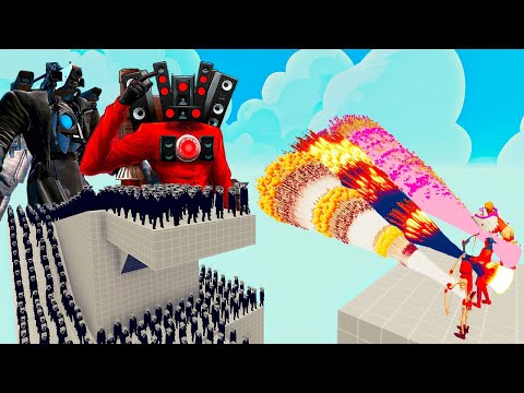 100x CAMERA MAN + 3x TITAN vs 3x EVERY GOD   Totally Accurate Battle Simulator TABS