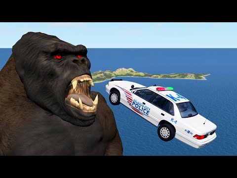 BeamNG.drive - Cars Jumping into Mouth of King Kong