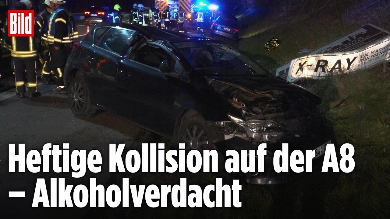 SCHWERER UNFALL AUF DER A8: Beide Autos schwer beschädigt – zwei Personen verletzt