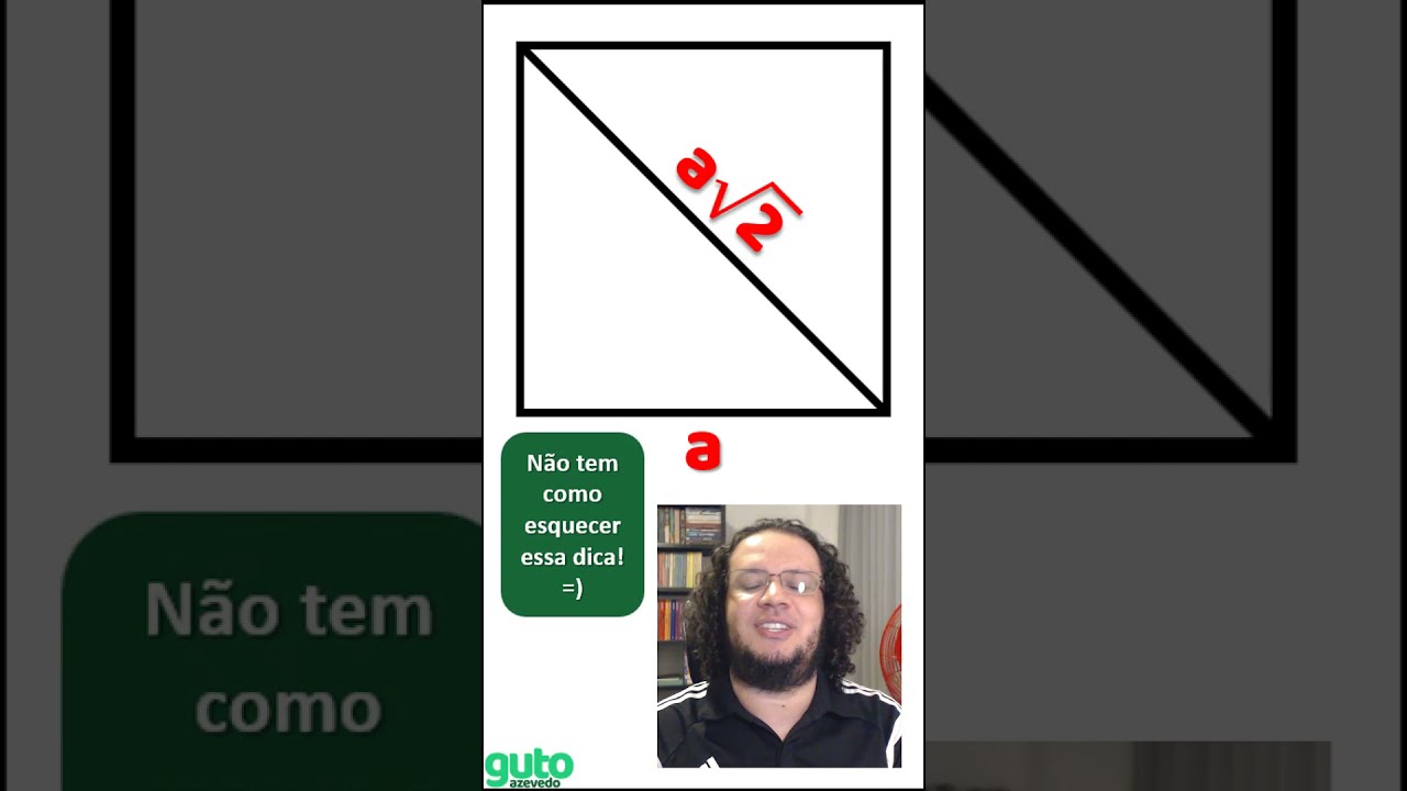 Como calcular a diagonal do quadrado? Qual é a fórmula da diagonal do quadrado? #shorts #gutoazevedo