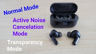 Tozo NC3 Earbuds – Normal Mode, Active Noise Cancelation Mode, & Transparency Mode