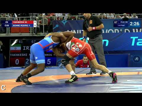 1/4 FS - 61 kg: M. YAKHKESHI (IRI) v. Y. BONNE RODRIG (CUB)