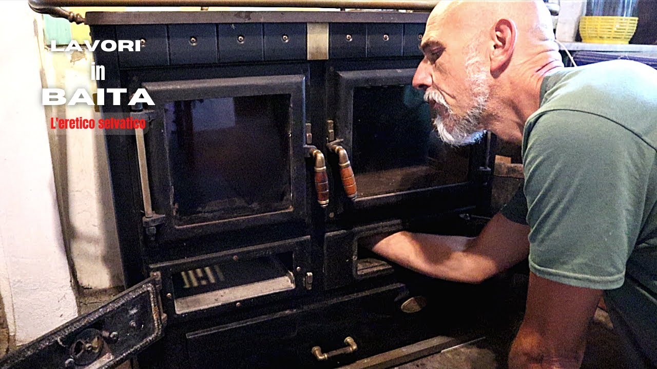 PULIZIA CUCINA ECONOMICA A LEGNA della BAITA in una giornata autunnale; raccolta noci.