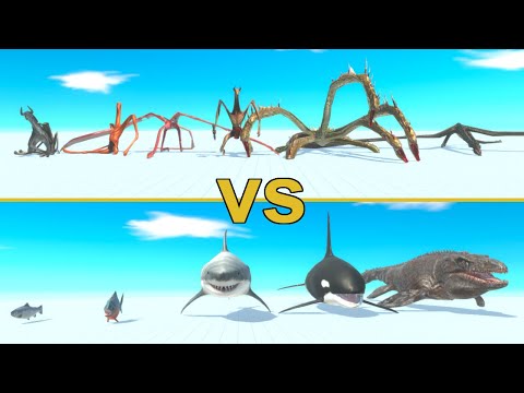 AQUATICS Team vs STICKMAN FANTASY Team - Animal Revolt Battle Simulator
