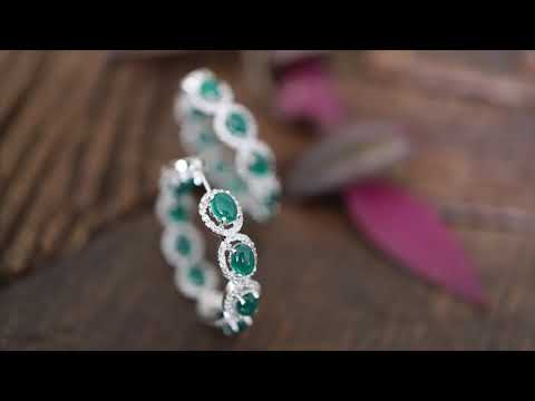 Nabeeha Silver Green Victorian Hoop