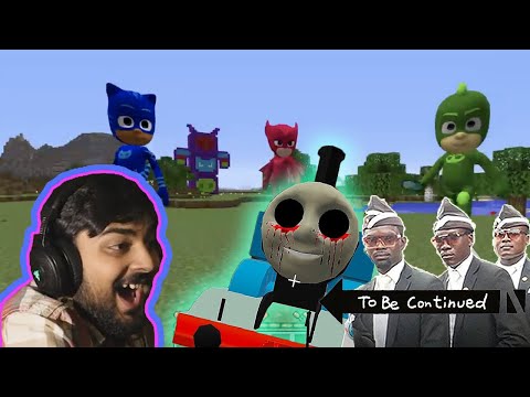 Pj Masks vs THOMAS.EXE in Minecraft - Coffin Meme - Mutahar laugh