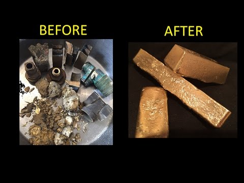 Melting Scrap Brass Into 3 Ingots 1080p Metal casting Full pour