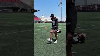 REDBLACKS players try soccer skills