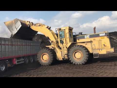 Caterpillar 988F Wheel Loader Loading Trucks With Coal - Labrianidis Mining