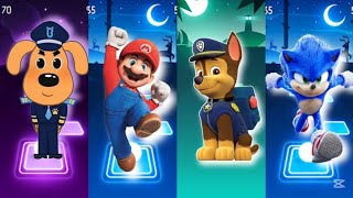 Sheriff Labrador🆚Super Mario🆚Paw Patrol🆚Sonc Tiles Hop Jop