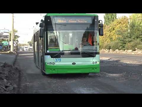The new trolleybus Bogdan T-701.17 crashed into a pile of sand at speed. Cherkasy Ukraine