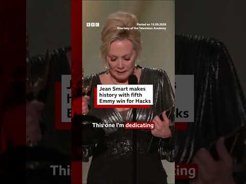 Jean Smart makes history with fifth Emmy win for Hacks. #Emmys #BBCNews