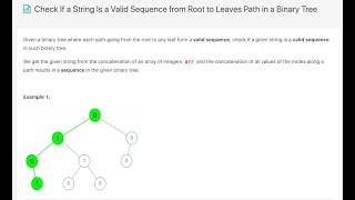 Download the video "LeetCode 30 day - week5-2 If a String Is a Valid Sequence from Root to Leaves Path in a Binary Tree"