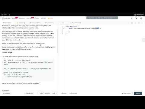 Leetcode 26 Remove Duplicates From Sorted Array Coding Interview Problem With Java Solution