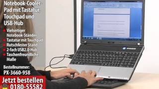 Xystec Notebook-Cooler-Pad mit Tastatur, Touchpad und USB-Hub