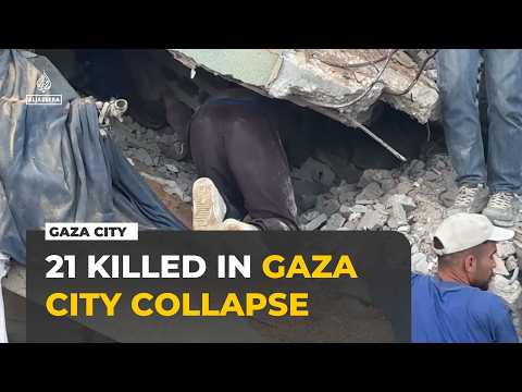 Gaza City building collapse kills 21 Palestinians, including 12 children