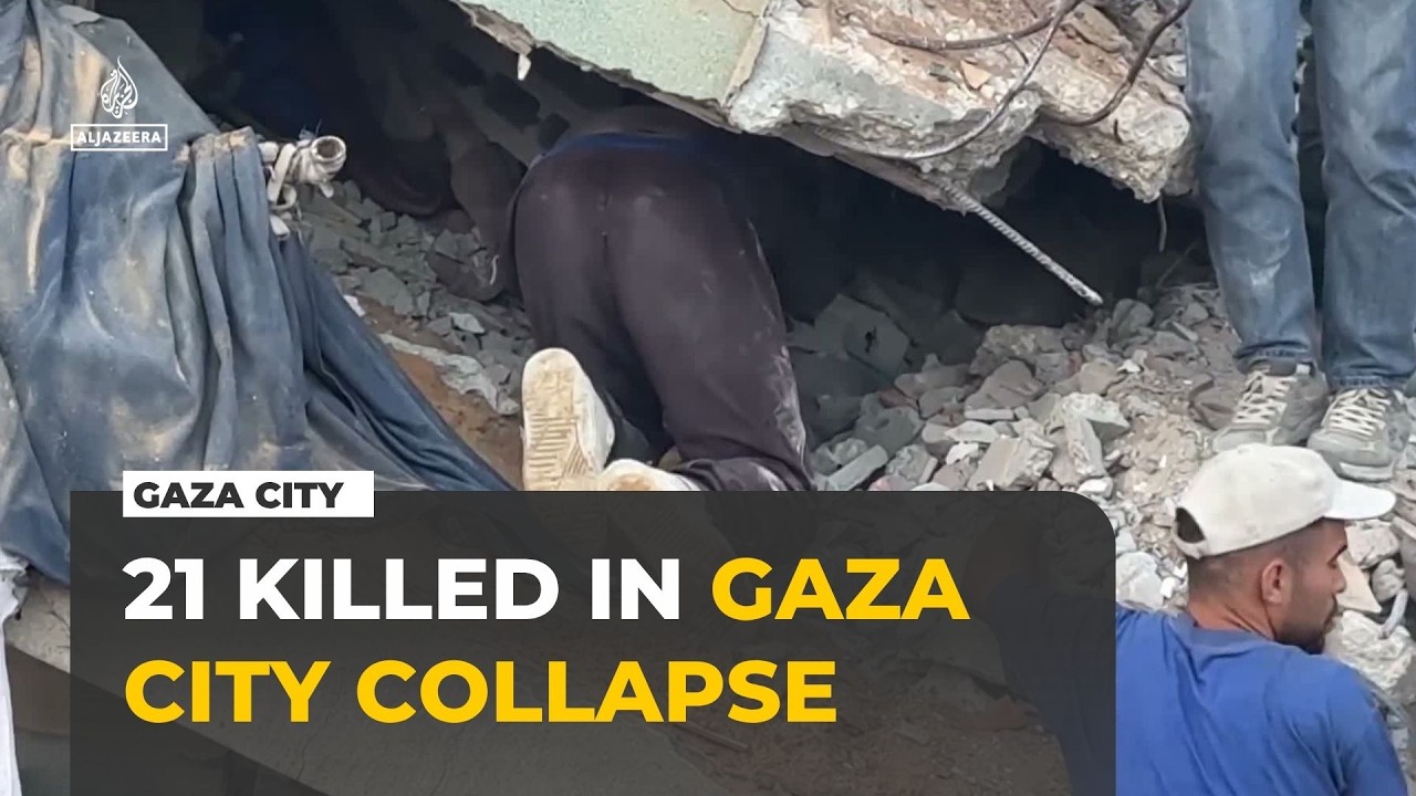 Gaza City building collapse kills 21 Palestinians, including 12 children