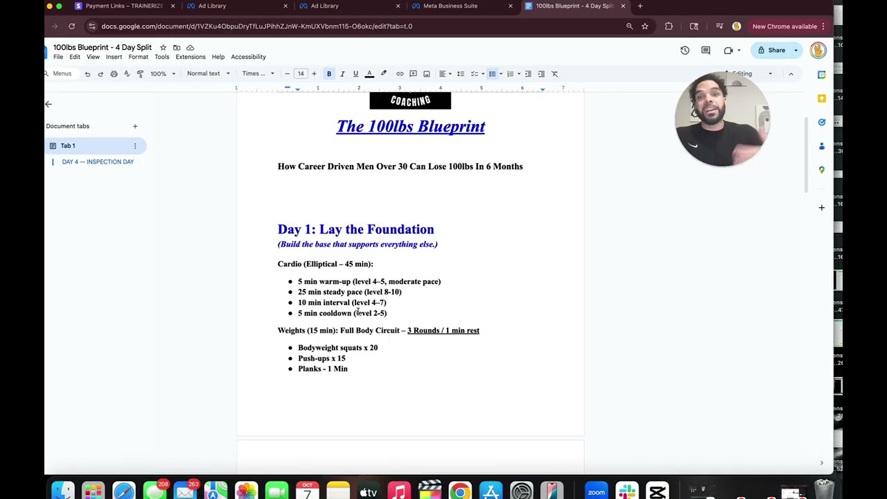 4 Day Workout Split for Men Over 30 to Lose 100lbs in 6 Months