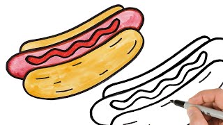 How to Draw Hot Dog | Super Easy Food Drawing Step-by-Step Tutorial!