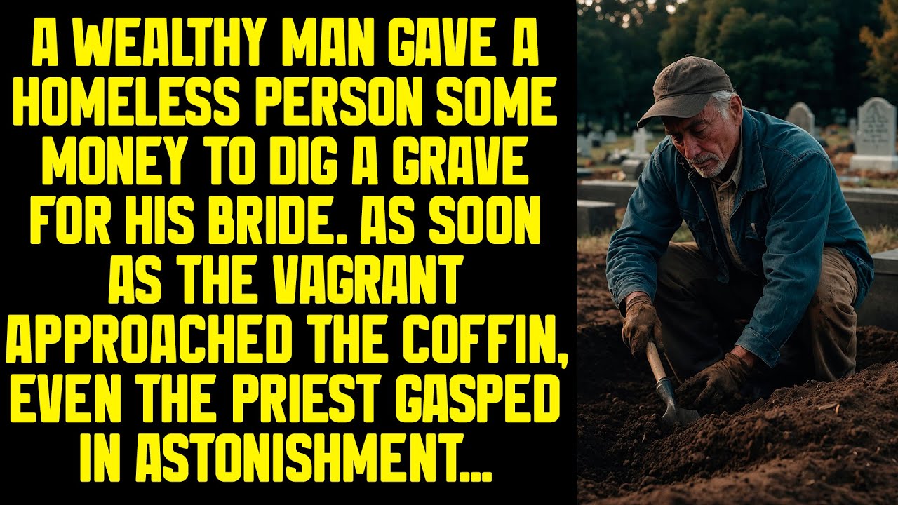 A wealthy man gave a homeless person some money to dig a grave for his bride. As soon as...
